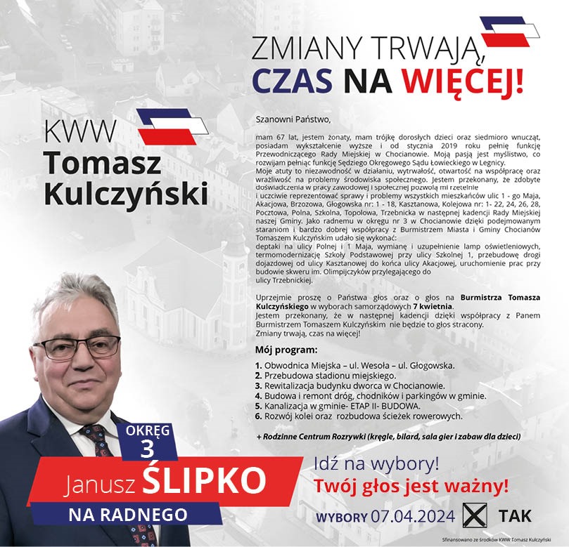 Sylwetki kandydatów do Rady Miejskiej, odc. 3: Janusz Ślipko 
